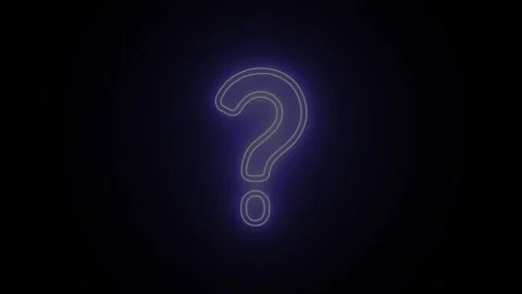 Neon blue question mark sign flickering on dark background glowing symbol a.. Stock Footage 345548122