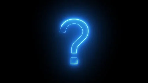 Neon blue question mark symbol animation on dark background for quizzes, FAQs Stock Footage 339770623