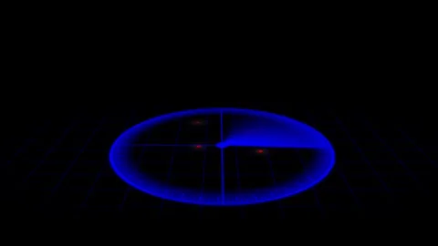 Neon blue radar animation. Rotating scan targets detection system with abst.. Stock Footage 314248973