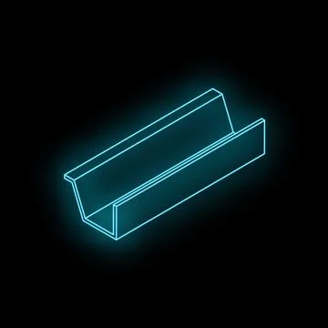 Neon blue rain gutter glowing on black background Stock Illustration