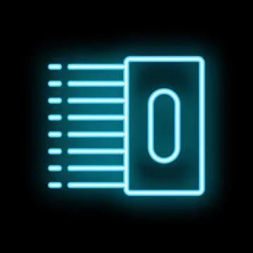 Neon blue ram memory icon glowing on black background Stock-Illustration
