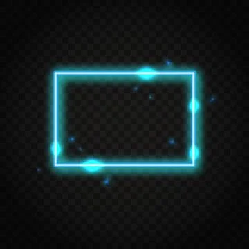 Neon blue rectangle frame with space for text Stock Illustration