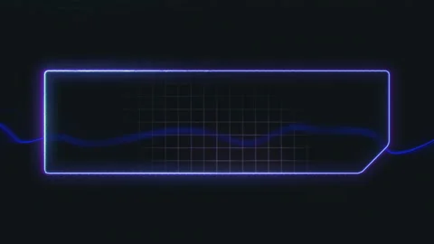 Neon blue rectangle with wave pattern on black background Video stock 279654494