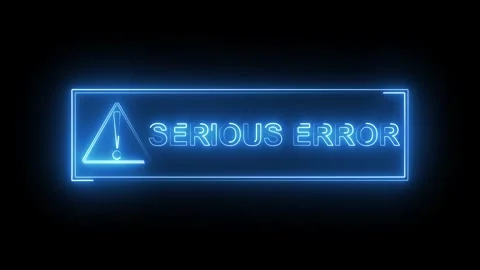 Neon Blue Rectangular Alert Box with Exclamation Mark and Serious Error Tex.. Stock Footage 321586172