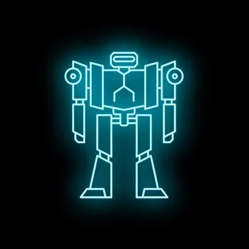 Neon blue robot mecha glowing futuristic technology Stock Illustration