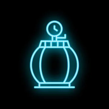Neon blue round bomb with timer counting down on black background Stock Illustration