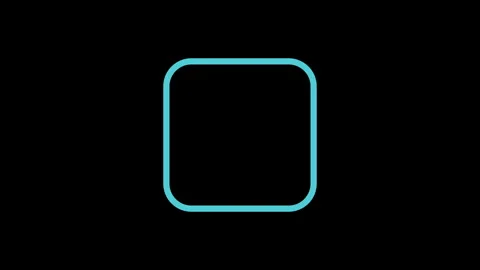 Neon blue rounded square icon on black background Stock Footage 308935215