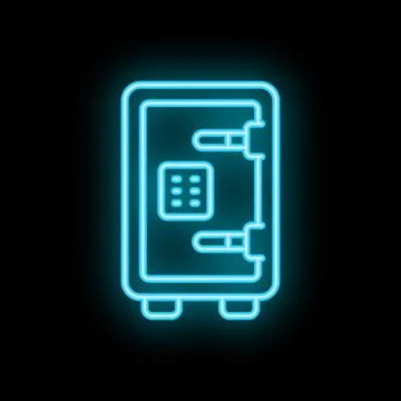Neon blue safe providing security and protection Stockillustratie