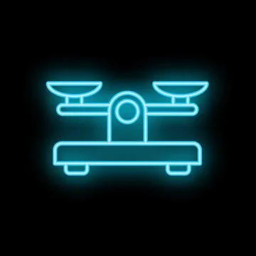 Neon blue scale balancing on black background Stockillustratie