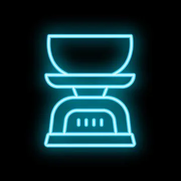 Neon blue scale icon glowing on dark background Stock Illustration