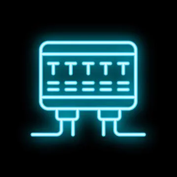 Neon blue server icon glowing on black background 스톡 일러스트