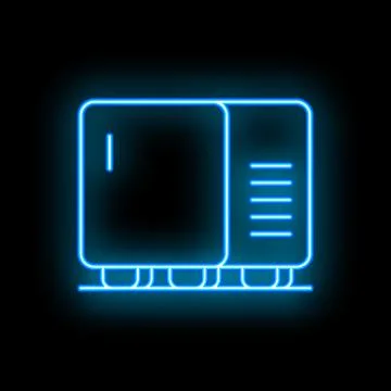 Neon blue server icon glowing against dark background 스톡 일러스트