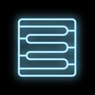 Neon blue server icon showing database storage system Illustrazione stock