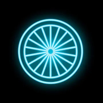 Neon blue shining circle divided into sectors on a black background イラスト素材