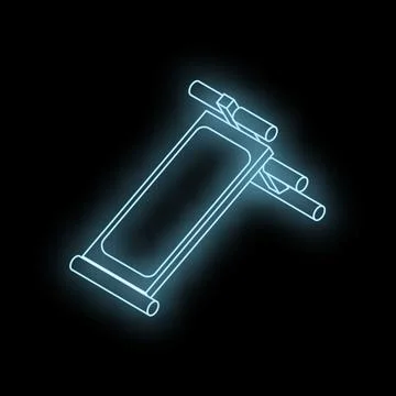 Neon blue sit up bench shining on dark background Stock Illustration