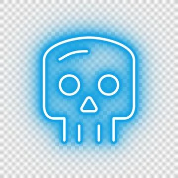 Neon blue skull icon Stock Illustration