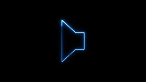 Neon blue speaker icon glowing on black background digital footage. Stock Footage 337081877