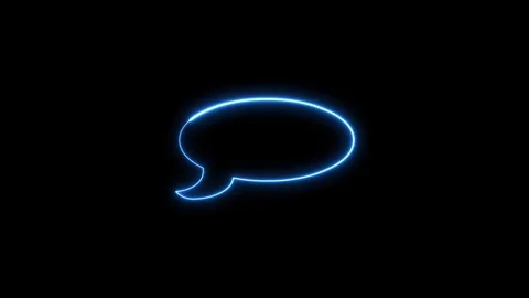 Neon blue speech bubble glowing with pulsating light effect motion. Vídeos de archivo 337081736