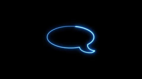 Neon blue speech bubble glowing with animated frame on dark black. 動画素材 337081738