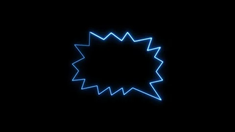 Neon blue speech bubble icon with glowing electric light effects. 库存影片 337081804