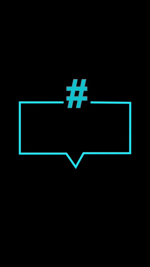 Neon blue speech bubble icon with a hash tag symbol on TRENDING TOPIC Text .. Stock Footage 337459205