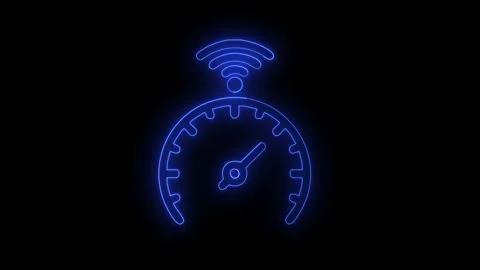 Neon blue speed test icon motion graphic Stock Footage 321752067