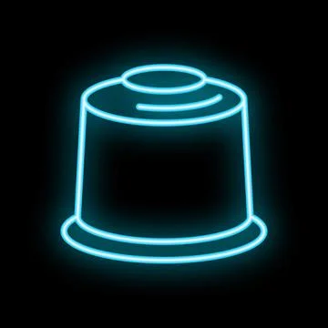 Neon blue spool of thread glowing on black background Illustrazione stock