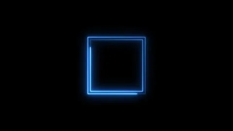 Neon blue square light frame animation with glowing effect on black. Stock-Footage 337330641