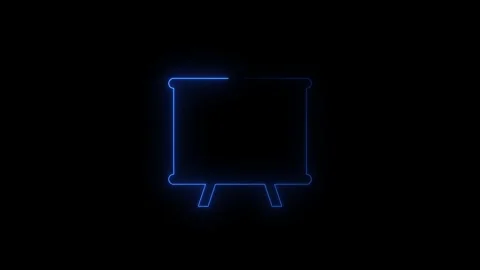 Neon blue square outline animation performing digital effects Stock Footage 346008935