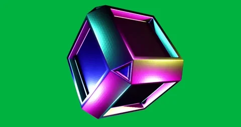 Neon blue square rotating on transparent background, showing tech with metal Stock Footage 317527139