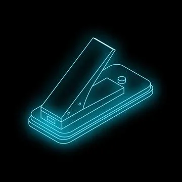Neon blue stapler shining in dark background Stock Illustration