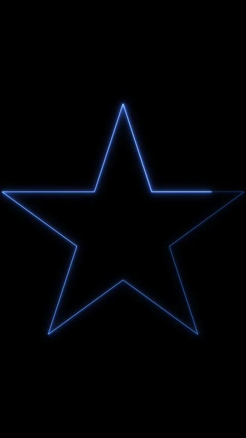 Neon blue star shape outline animation on a black background loop video. 库存影片 337710215