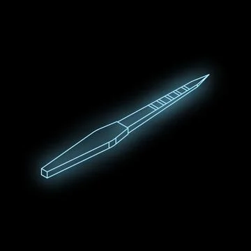 Neon blue stylus hovering in dark digital environment Illustrazione stock