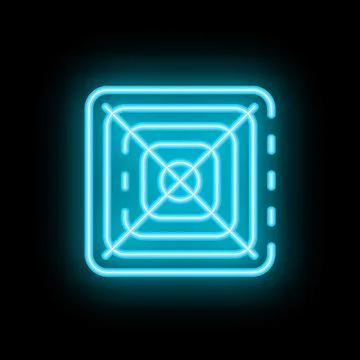 Neon blue symbol of blocked camera on black background Illustrazione stock