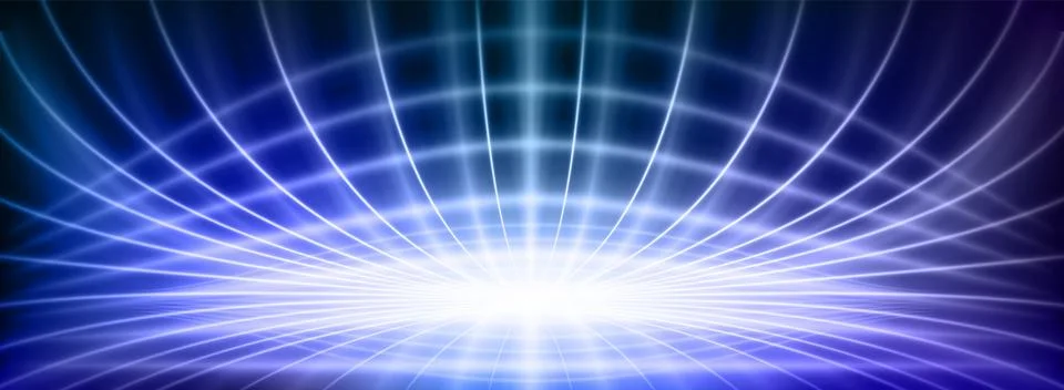Neon blue tech background with light wireframe 스톡 일러스트