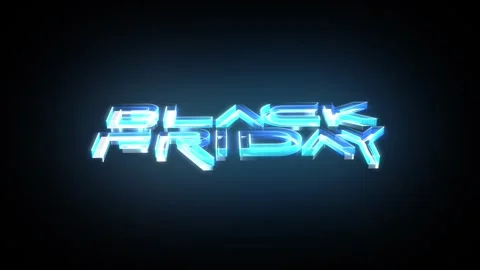 Neon blue text Black Friday on black background. Tech digital Friday. 3D te.. Stock Footage 283483919