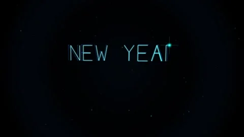 Neon blue text new lettering with digital glitch effect and particles video Stock Footage 345055893