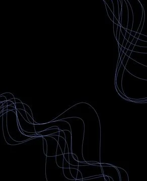 Neon blue thin lines on black background, abstract art, contemporary illustra Stock Illustration