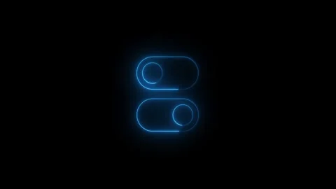 Neon blue Toggle Switch Icon on Black Background.Glowing on and off switch .. Vidéo 340601224