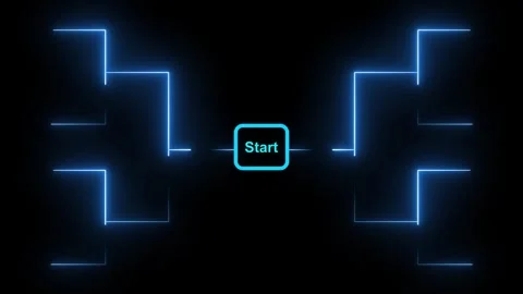 Neon Blue Tournament Bracket Structure with Glowing Start Button on animati.. Stock Footage 321586148