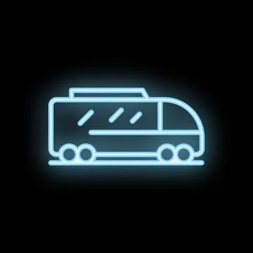 Neon blue train icon representing public transportation Stock Illustration