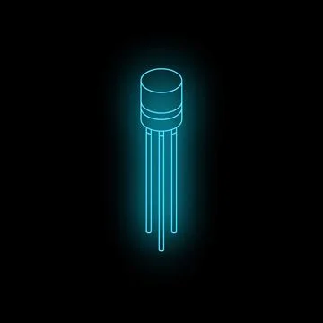Neon blue transistor glowing on dark background symbolizing electronic comp.. イラスト素材