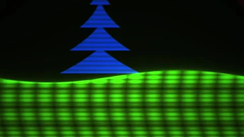 Neon blue tree on green grid background. Stock Footage 336703131