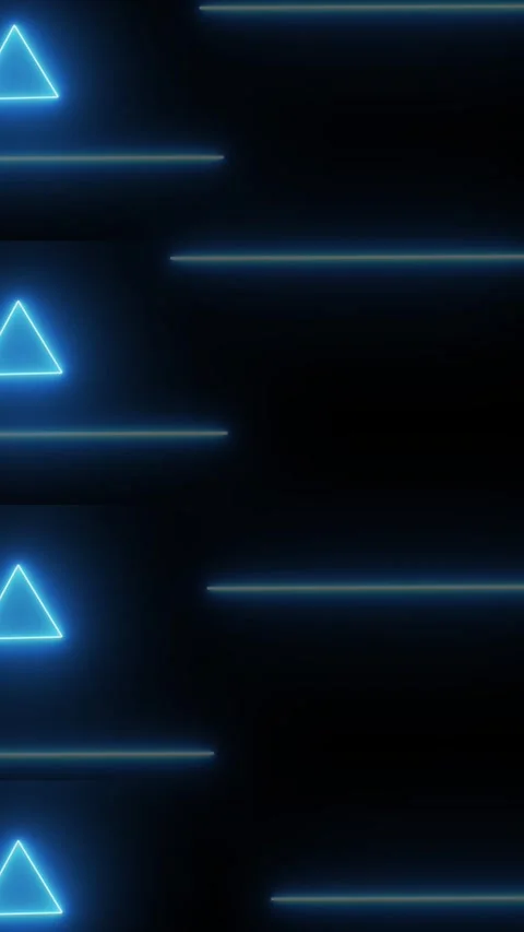 Neon blue triangles and squares with horizontal lines on a dark animated ba.. Video stock 344733118