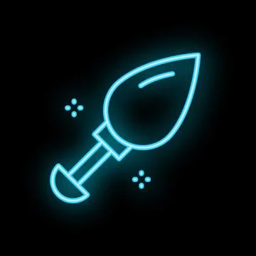 Neon blue trowel spreading light on dark background Stock Illustration