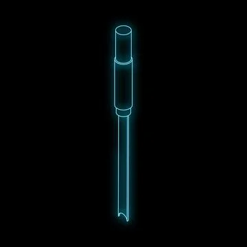 Neon blue usb cable glowing in dark background Stock Illustration