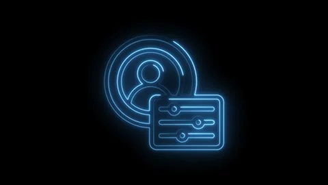 Neon blue user profile settings icon animation glowing on black background Stock Footage 333958322