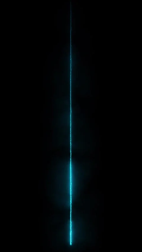 Neon blue vertical laser line moving on black background loop motion. 库存影片 337710985