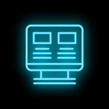 Neon blue web design icon representing website layout process Stockillustratie