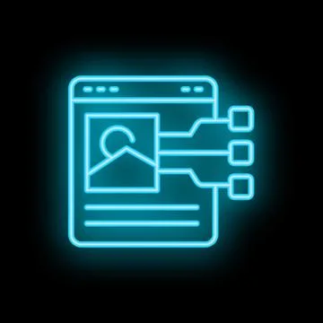 Neon blue web page representing digital content management system Stock Illustration